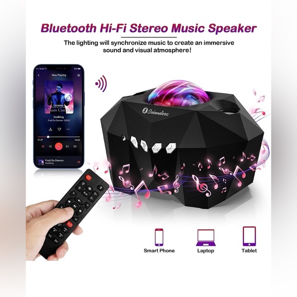 NWT Aurora Lights Star Projector with Remote Control Bluetooth Music Speaker - Picture 2 of 11